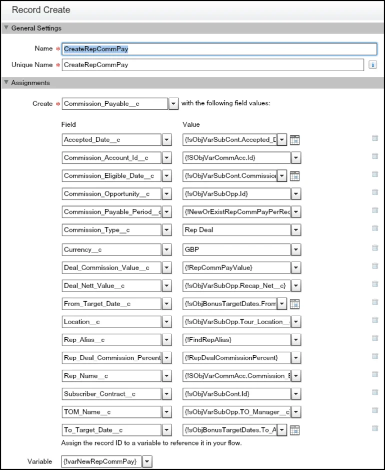 Create Commission Payable record for rep